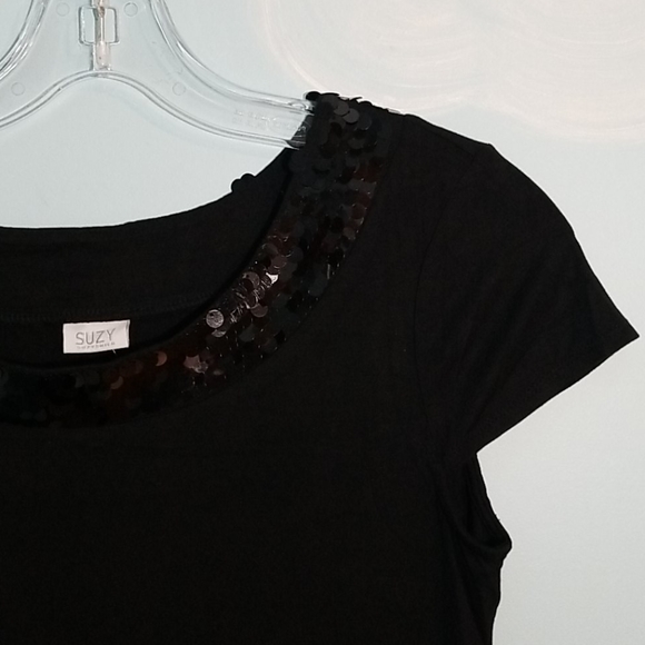 Suzy Shier black shirt with sequins XL - Picture 5 of 8